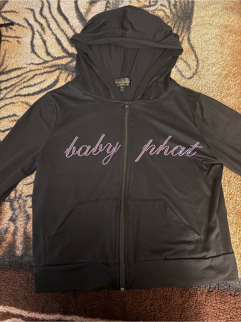 Baby Phat Black set with Pink Rhinestone Script Detail